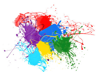 Colorful paint splashes isolated on white
