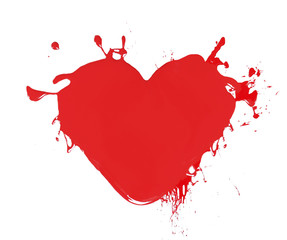 Obraz na płótnie Canvas Heart made of red paint splashes isolated on white