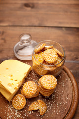 Cheese Biscuits on wooden background