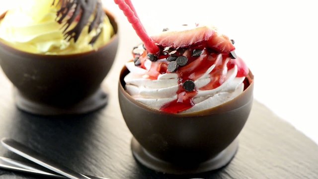 Strawberry and chocolate pastry mousse
