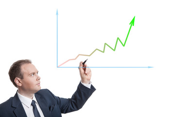 businessman drawing chart