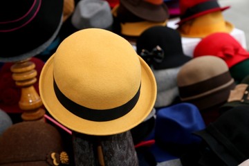 felt hat for sale in clothes store