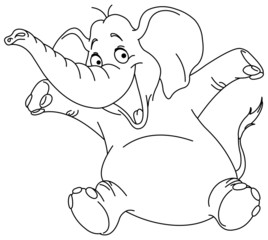 Fototapeta premium Outlined cheerful elephant
