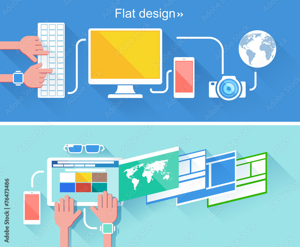 Poster set of flat design concepts for business. vector