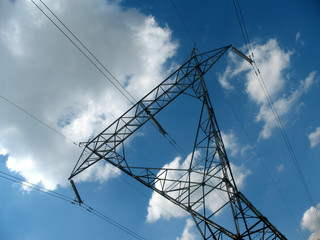 electricity pylon with clouds