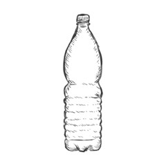 Vector Single Sketch Plastic Bottle of Water