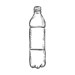 Vector Single Sketch Plastic Bottle of Water