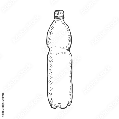 "Vector Single Sketch Plastic Bottle of Water" Stock image and royalty