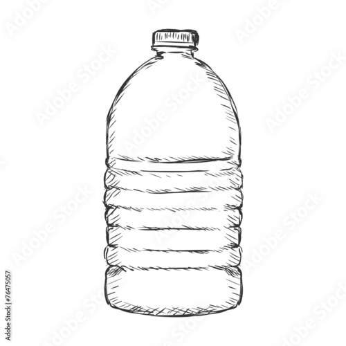"Vector Single Sketch Plastic Bottle of Water" Stock image and royalty