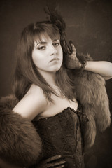 portrait of beautiful young retro woman