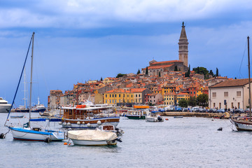 Fototapeta premium Rovinj old town in Adriatic sea coast of Croatia