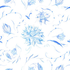 Fototapeta na wymiar Pastel pattern with blue flowers