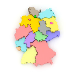 Three-dimensional map of Germany.
