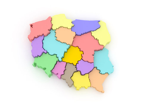 Fototapeta Three-dimensional map of Poland.