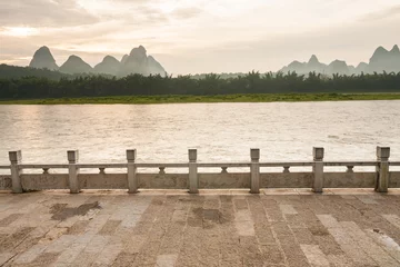 Foto op Canvas Li river landscape and empty street from yangshuo © Juhku