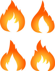 Set of four vector fires isolated on white
