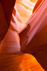 Sandstone waves and colors inside iconic Antelope Canyon