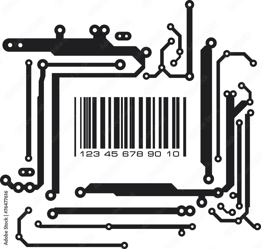 Aufkleber bar code in pcb-layout style. vector illustration.