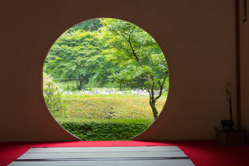 Japanese house with round window