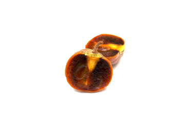 Brown persimmon on a white background. Photo.