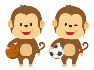 猿　サッカー　バスケット