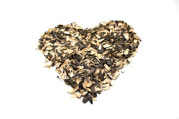 Husks of sunflower seeds. Photo.