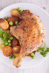 grilled duck and vegetables