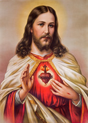 Katolicki obraz serca Jezusa Chrystusa - obrazy, fototapety, plakaty