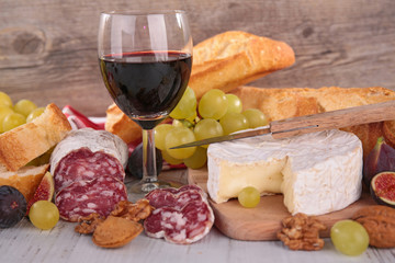 wine,salami and cheese