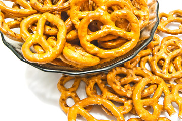 some salted pretzels closeup