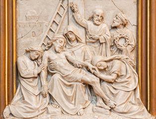 Fototapeta na wymiar Vienna - Jesus is taken down from the cross relief