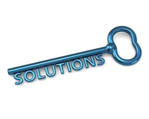 Blue key with word solutions