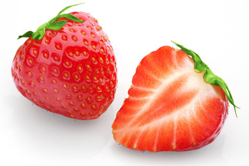 Cut strawberries with isolated background