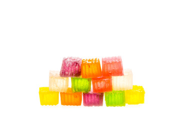 jelly candies on white background.