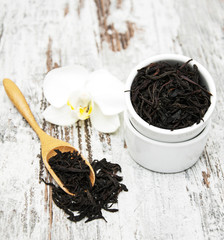Black  tea with orchid flower