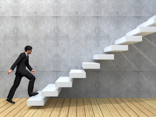 Conceptual business man climbing a stair