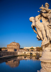 Fototapeta na wymiar Holy Angel Castle seen from Vittorio bridge, Rome