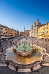 Afwasbaar Fotobehang Rome Neptunus-fontein van bovenaf op het Navona-plein, Rome, Italië