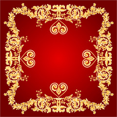 Heart frame red Greeting and ornaments vector