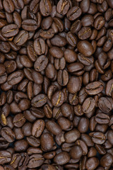 close view on roasted coffee beans