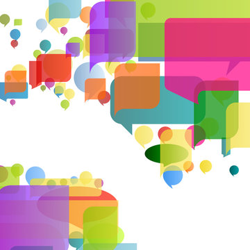 Colorful speech bubbles and balloons cloud illustration backgrou
