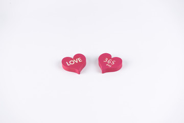 Two hearts on white background