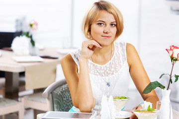 Cute girl at cafe