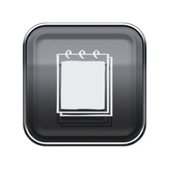Notebook icon glossy grey, isolated on white background