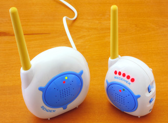 Babyphone on wooden background