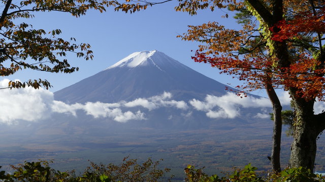 Mt. Fuji with fall colors in Japan