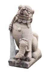 Fototapeta na wymiar Stone Lion sculpture, symbol of protection & power