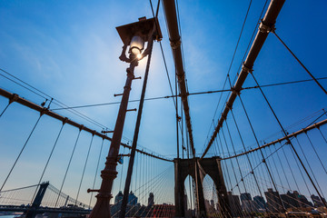 Obraz premium Brooklyn Bridge and Manhattan New York City US
