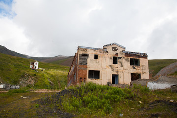 The old mine is destroyed in the Altai Mountains