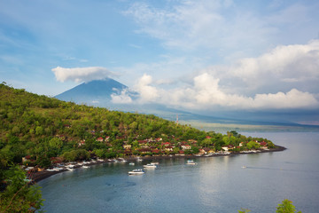 Volcano Agung and Amed beach, Bali, Indonesia